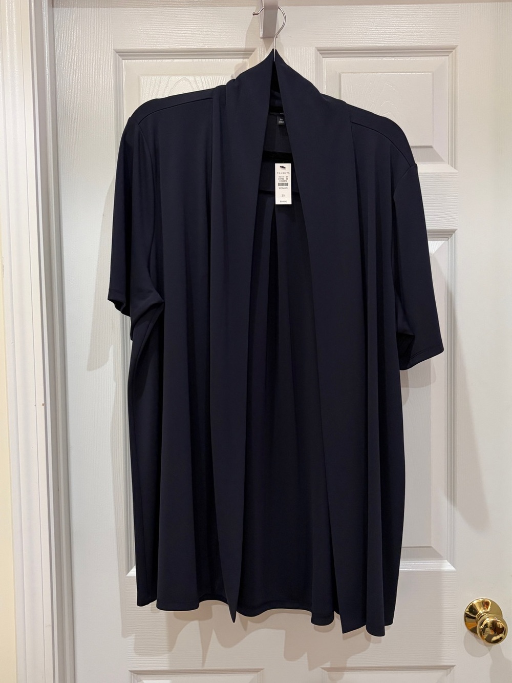 NWT Talbots Women's Navy Short-Sleeve Open-Front Cardigan | 2X
